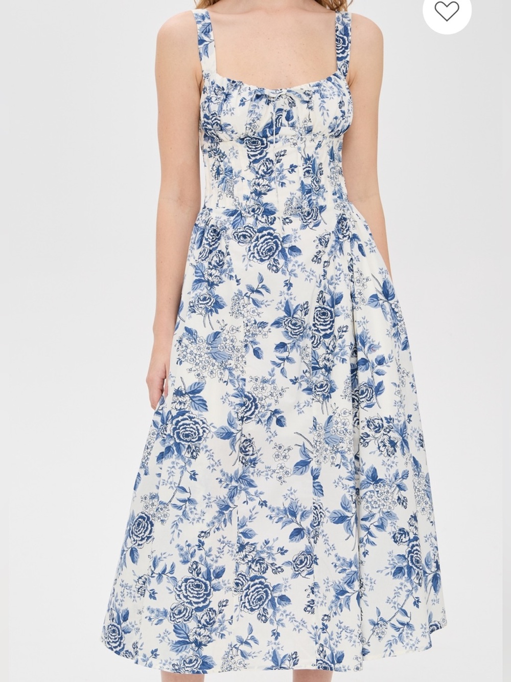 Moon River White Maxi Dress with Blue Floral Print